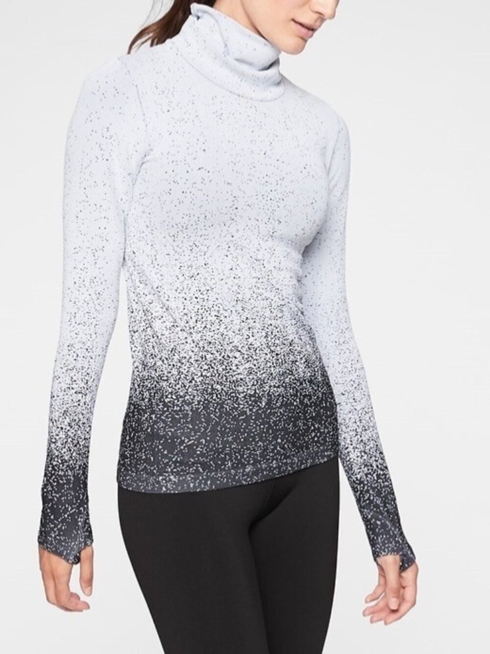 Athleta Flurry Blizzard Seamless Turtleneck Women’s Gray/Black Medium Skiing